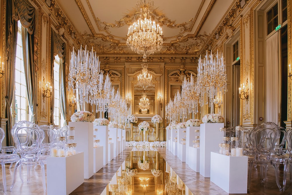 Luxury wedding ceremony setup by Estelle Monot events at the Shangri La Paris Luxury wedding ceremony setup by Estelle Monot events at the Shangri La Paris