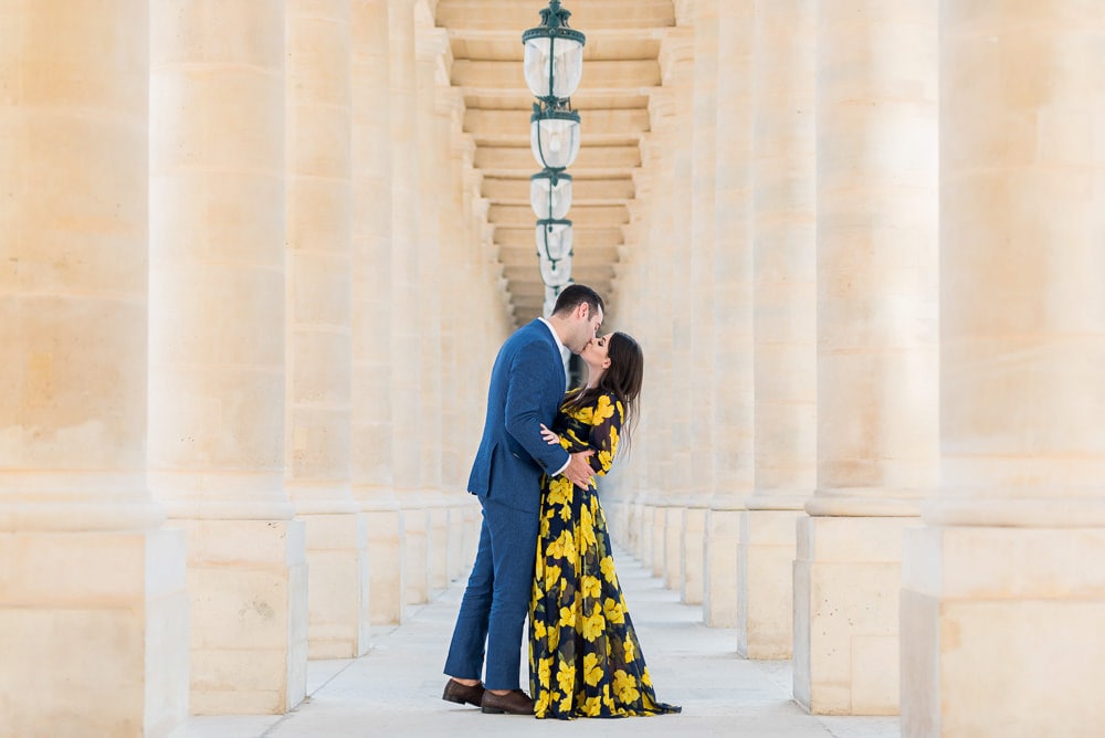 Photoshoot outfit option with yellow flowers flowy dress for her and blue suit for him Photoshoot outfit option with yellow flowers flowy dress for her and blue suit for him