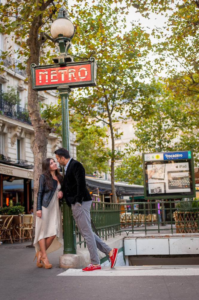 paris engagement photos couple photography at metro paris